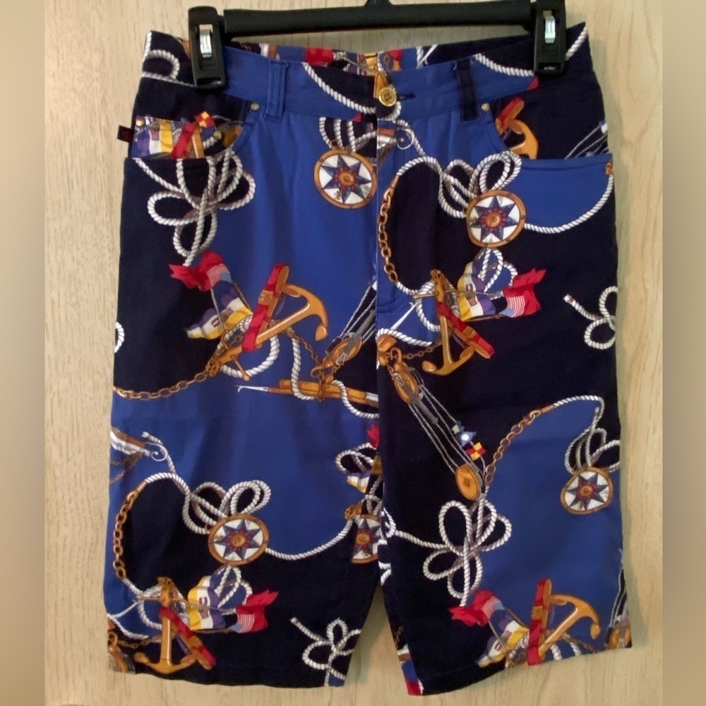 Vintage Lauren Ralph Lauren Nautical Sailing Print Bermuda Shorts Sz 8P